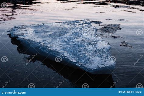 Blue Ice Block Floating In The River Stock Photo Image Of Floe