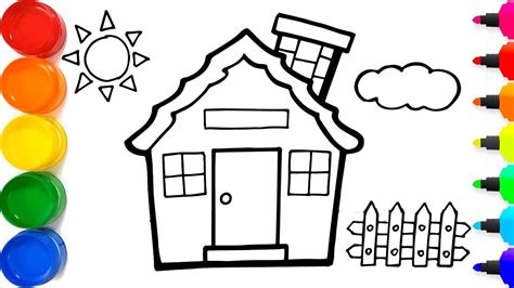 Glitter Rainbow House coloring and drawing for Kids - Cara Menggambar dan Mewarnai Rumah - YouTube