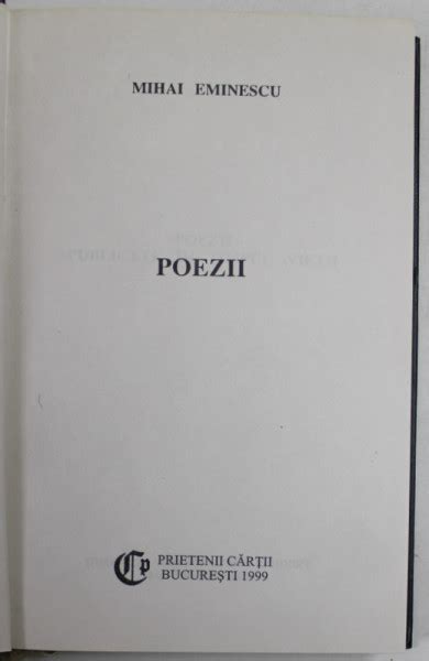 Poezii De Mihai Eminescu Seria Prietenii Cartii 1999