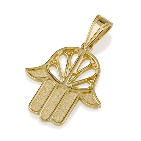 Buy 14k Gold Hamsa Necklace With Petal Design Israel