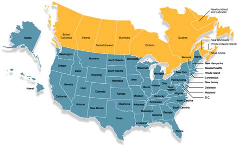 Us And Canada Map With Provinces Carolina Map