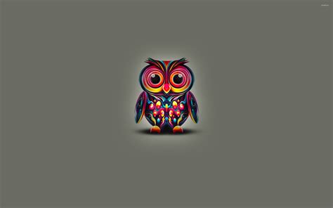 Cute Owl With Colorful Bright Feathers Wallpaper Digital Art
