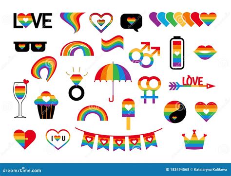 vector pride symbols set gay lgbt party stock vector illustration of lips homosexual 183494568