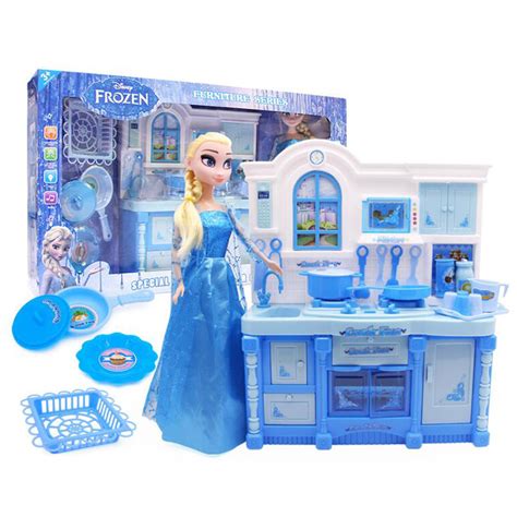 Play House Frozen Simulation Kitchen Tableware Set With Light And Sound