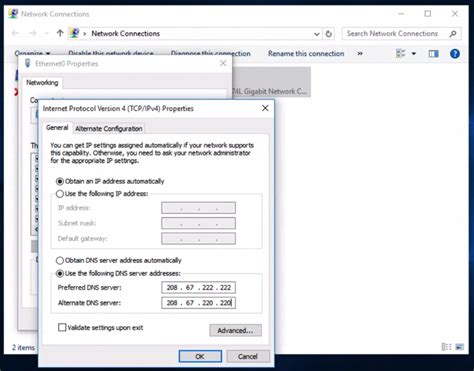 Windows 10 Configuration Opendns