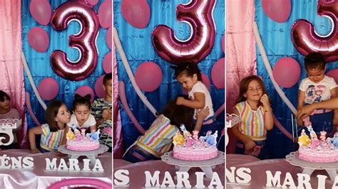 niña maldadosa apagó vela de cumpleaños de su hermana y se hace viral