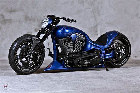Blue Chopper Force Harley Davidson Motocycle Motors Noise Speed