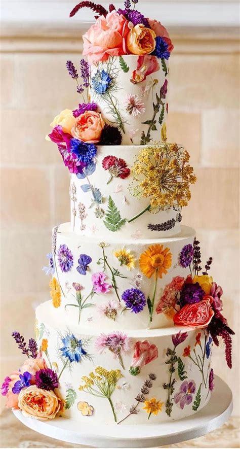 34 creative wedding cakes that are so pretty pressed edible flower wedding cake
