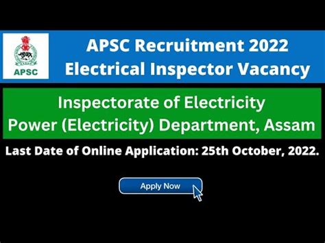Apsc Recruitment Electrical Inspector Vacancy Under Electricity