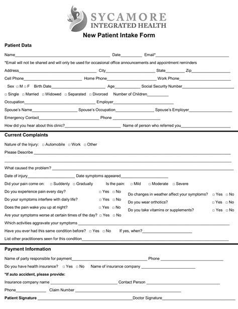 New Patient Intake Form Template