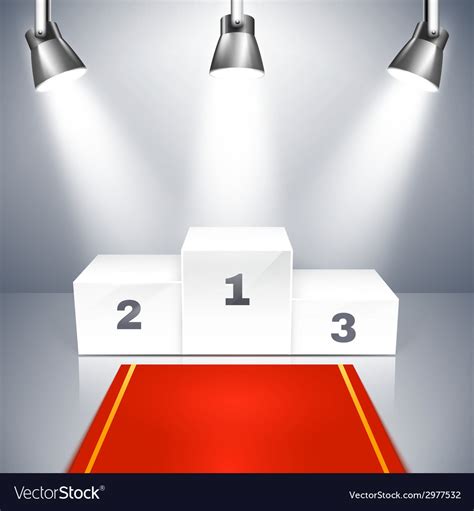 These winners podium are sure to grab attention. Empty winners podium with spotlights Royalty Free Vector