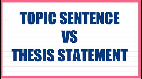 Topic Sentence Vs Thesis Statement Youtube