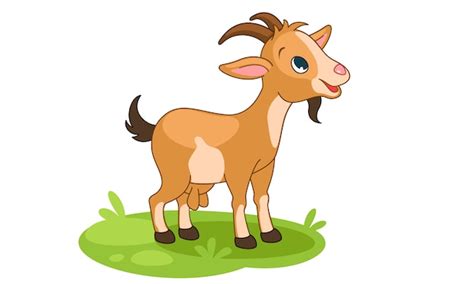 Premium Vector Cute Little Happy Goat Cartoon Vector Illustration