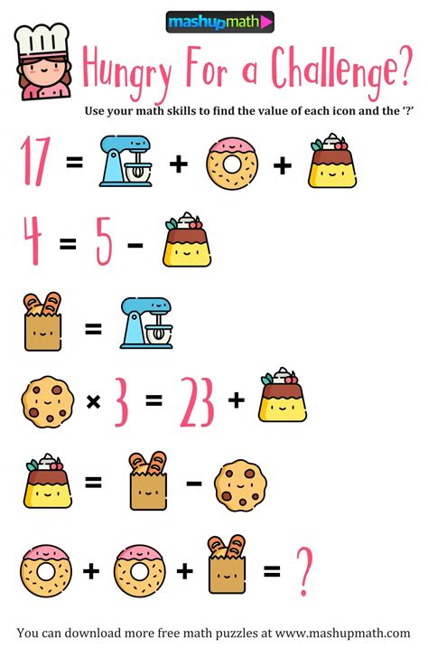 Challenge Math Worksheets 188 Best Algebra Picture Problems Images