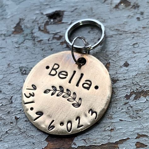 brass-dog-id-tag-for-collar-pet-id-tag-custom-engraved-tags-etsy