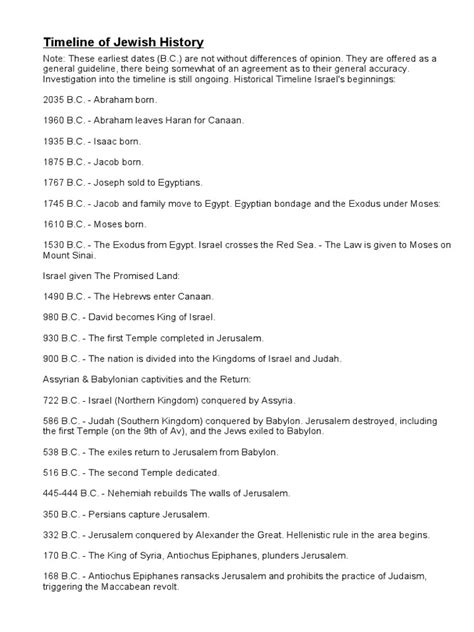 Timeline Of Jewish History Pdf Israel World Politics