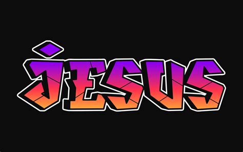Jesus Word Trippy Psychedelic Graffiti Style Lettersvector Hand Drawn