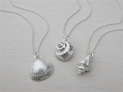 Silver Shell Necklace Whelk Seashell Sterling Silver Etsy