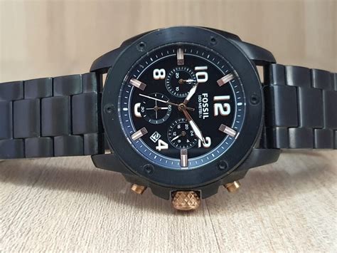 Fossil Men S Chronograph Black Stainless Steel Mm Watch Fs