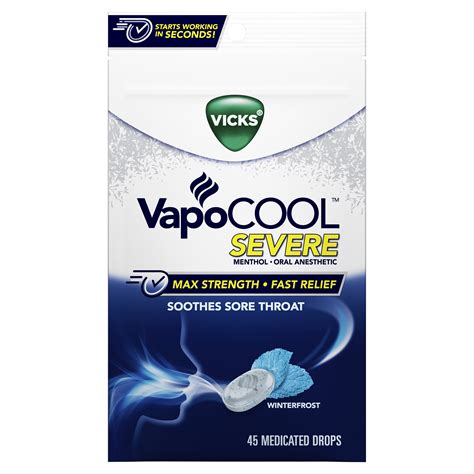 Vicks Vapocool Severe Max Strength Sore Throat Medicated Drops 45 Ct