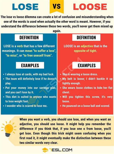 Lose Vs Loose How To Use Loose Vs Lose In English • 7esl Learn