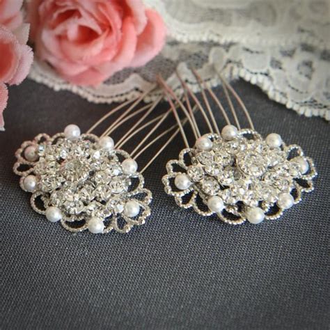 Chantal Swarovski Crystal Wedding Hair Combs Rhinestone And Pearl