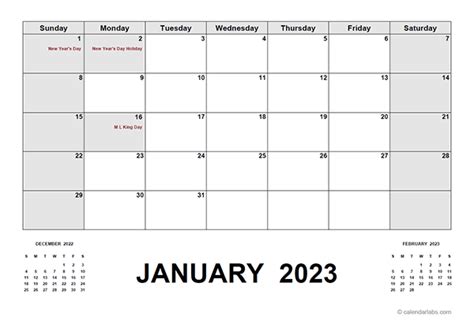 2023 Printable Calendar With Holidays Usa Pdf Get Latest 2023 News Update