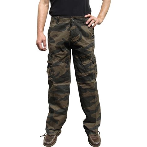 Mens Military Style Camoflage Cargo Pants 27c1 32x32 Brown