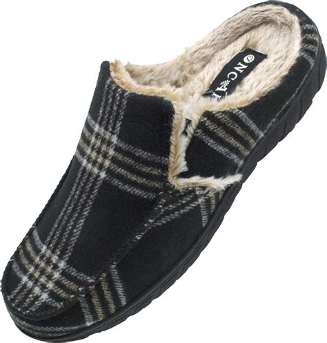 Oncai Mens Slippers Slip On Tweed House Slipper With Arch Support Soft Warm Cotton Blend