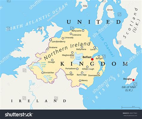 Historically the local authority structure consisted of counties, baronies, parishes, divisions and townlands, all of which have been. Northern Ireland Map Capital Belfast National Stock Vector ...