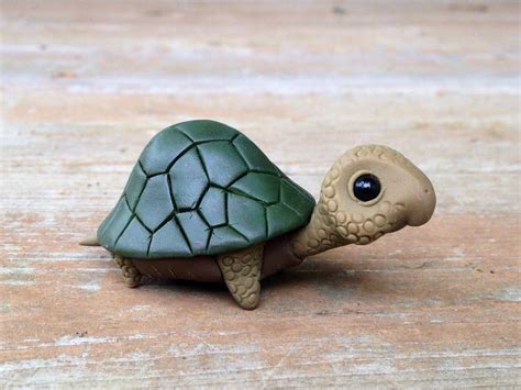 Turtle Handmade Miniature Polymer Clay Animal Figure By Animalitoclay