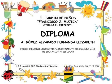 Pin De Jhonny Luis En Roxana Diplomas Para Niños Diploma Preescolar