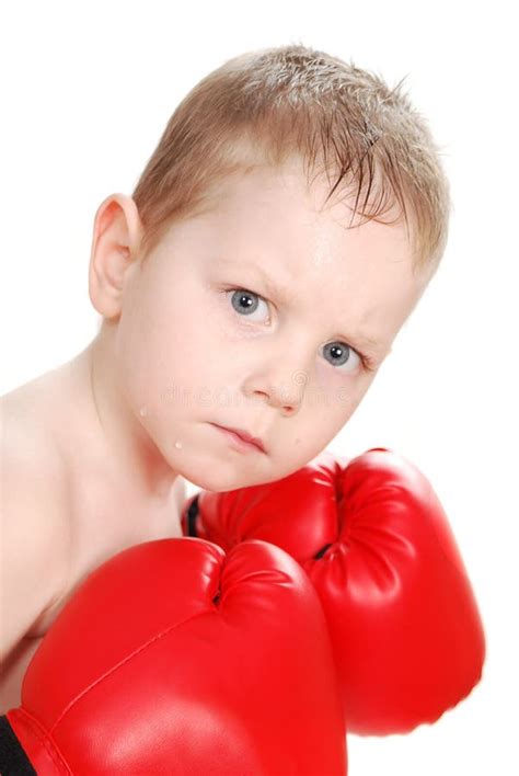 Young Boxer In Red Boxing Gloves Stock Image Image Of Sight Sweat