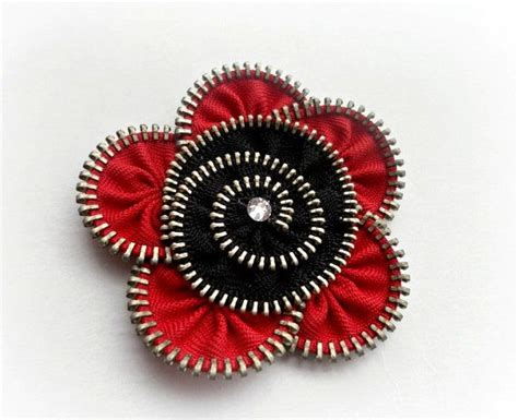 Zipper Brooch Red And Black Combination Color By Zipperdesign Zipper