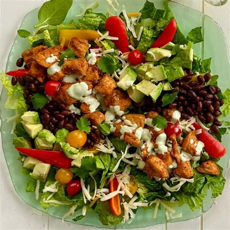 Spicy Southwest Salad With Chipotle Chicken And Creamy Cilantro Lime