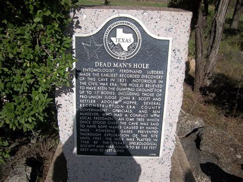 Write the first section of your page here. Dead Man's Hole, Marble Falls, Texas Historical Marker ...