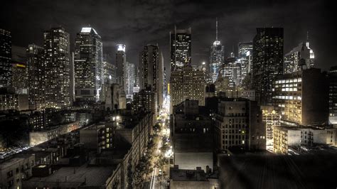 Night City Lights Skyscraper New York City Wallpapers Hd Desktop