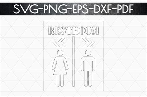 Restroom Sign Papercut Template Toilet Decor Svg Pdf Dxf By Mulia