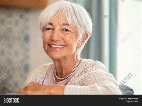 Happy Old Woman White Image And Photo Free Trial Bigstock