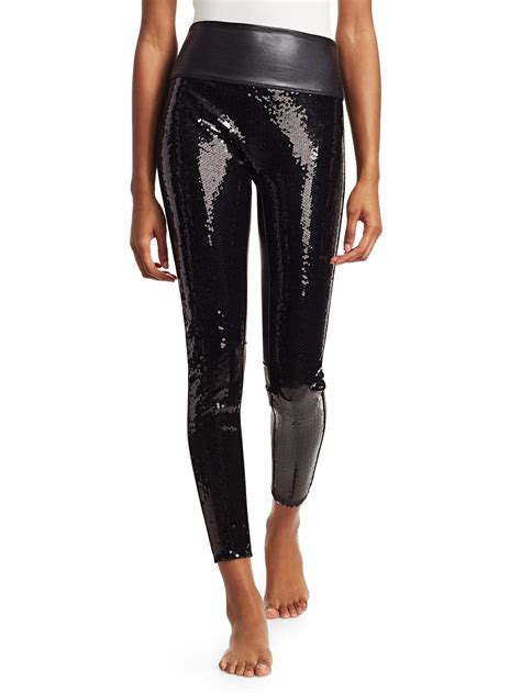 Spanx Faux Leather Sequin Leggings In Black Lyst