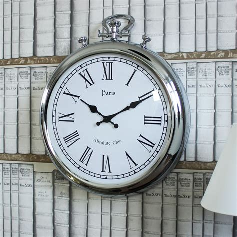 Silver Metal Stopwatch Style Wall Clock Silver Wall Clock Clock
