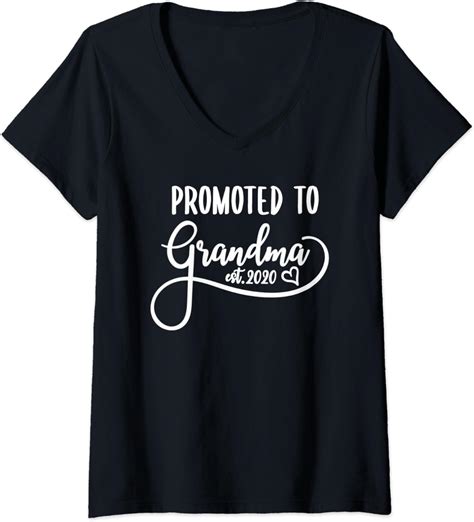 Womens First Time Grandma Promoted To Grandma 2020 V Neck T