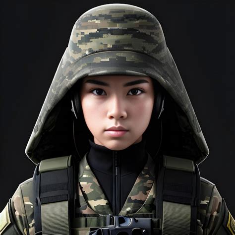 Premium Ai Image Beautiful Asian Woman In Military Uniform Isolated On Black Background