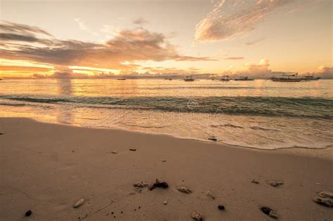 Tropical Beach Sunset At Philippines Stock Photo Image Of Surf