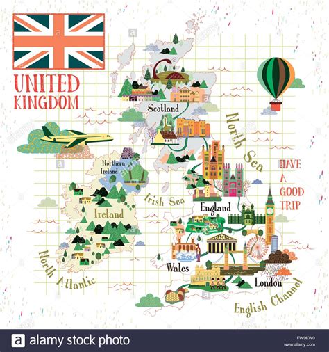 Auf dieser sowie auf den nachfolgenden seiten werden die wichtigsten touristenatraktionen von england (london, englische. schöne Großbritannien Reise-Karte mit Sehenswürdigkeiten ...