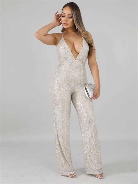Wholesale Sexy V Neck Backless Sleeveless Sequin Jumpsuit Vpa Wi Wholesale