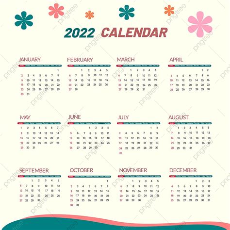 Lindo Calendario 2022 Descarga Gratuita De Plantilla En Pngtree