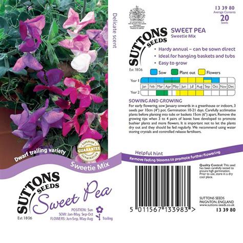 Sweet Pea Seeds Sweetie Mix Suttons