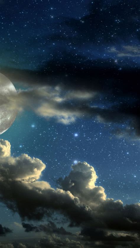 Free Download Full Moon Starry Sky Hd Wallpaper 1920x1200 For Your
