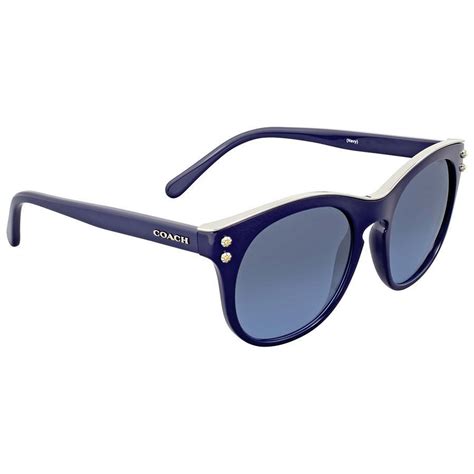Coach Hc8190 L1611 542217 Navy Blue Silver Ladies Round Sunglasses See My Glasses